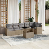 vidaXL 7-delige Loungeset met kussens poly rattan zwart