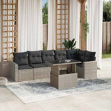 vidaXL 7-delige Loungeset met kussens poly rattan zwart