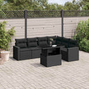 vidaXL 7-delige Loungeset met kussens poly rattan zwart
