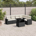 vidaXL 7-delige Loungeset met kussens poly rattan zwart