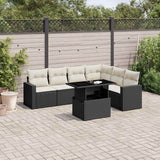 vidaXL 7-delige Loungeset met kussens poly rattan zwart
