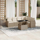 vidaXL 7-delige Loungeset met kussens poly rattan zwart