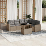 vidaXL 7-delige Loungeset met kussens poly rattan zwart