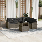 vidaXL 7-delige Loungeset met kussens poly rattan zwart