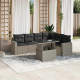 vidaXL 7-delige Loungeset met kussens poly rattan zwart