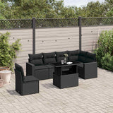 vidaXL 7-Piece Lounge Set with Cushions Poly Rattan Black