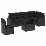 vidaXL 7-Piece Lounge Set with Cushions Poly Rattan Black