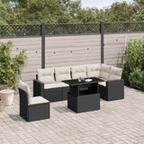 vidaXL 7-Piece Lounge Set with Cushions Poly Rattan Black