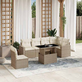 vidaXL 7-Piece Lounge Set with Cushions Poly Rattan Black