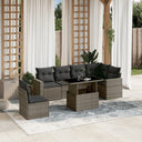 vidaXL 7-Piece Lounge Set with Cushions Poly Rattan Black