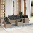 vidaXL 7-Piece Lounge Set with Cushions Poly Rattan Black