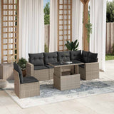 vidaXL 7-Piece Lounge Set with Cushions Poly Rattan Black