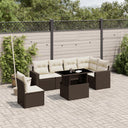 vidaXL 7-Piece Lounge Set with Cushions Poly Rattan Black