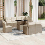 vidaXL 9-delige Loungeset met kussens poly rattan zwart