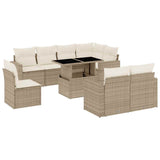 vidaXL 9-delige Loungeset met kussens poly rattan zwart