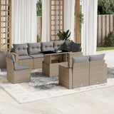 vidaXL 9-delige Loungeset met kussens poly rattan zwart