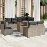 vidaXL 9-delige Loungeset met kussens poly rattan zwart