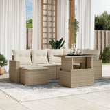 vidaXL 7-delige Loungeset met kussens poly rattan zwart