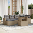 vidaXL 7-delige Loungeset met kussens poly rattan zwart