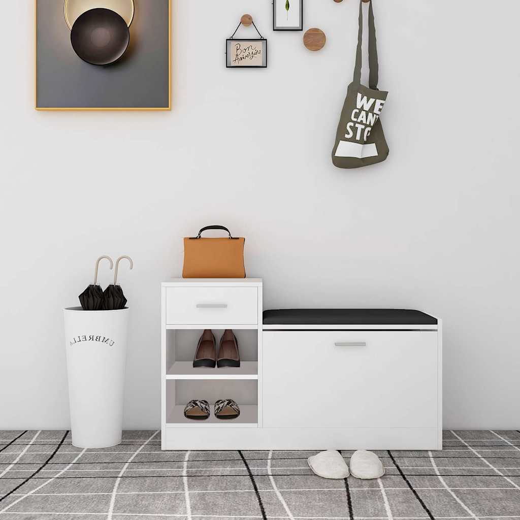 vidaXL Shoe Bench 94.5x31x57 cm Engineered Wood White