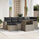 vidaXL 7-delige Loungeset met kussens poly rattan zwart