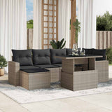 vidaXL 7-delige Loungeset met kussens poly rattan zwart