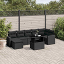 vidaXL 8-Piece Poly Rattan Lounge Set with Cushions Black