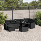 vidaXL 8-Piece Poly Rattan Lounge Set with Cushions Black