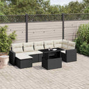 vidaXL 8-Piece Poly Rattan Lounge Set with Cushions Black