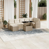 vidaXL 8-Piece Poly Rattan Lounge Set with Cushions Black