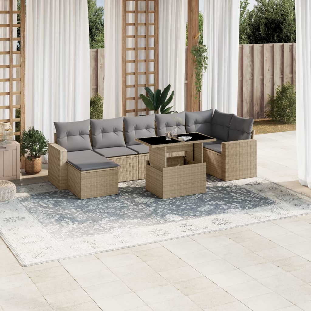 vidaXL 8-Piece Poly Rattan Lounge Set with Cushions Black
