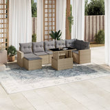 vidaXL 8-Piece Poly Rattan Lounge Set with Cushions Black