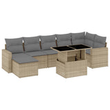 vidaXL 8-Piece Poly Rattan Lounge Set with Cushions Black