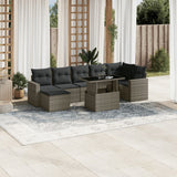 vidaXL 8-Piece Poly Rattan Lounge Set with Cushions Black