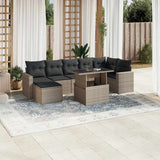 vidaXL 8-Piece Poly Rattan Lounge Set with Cushions Black