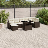 vidaXL 8-Piece Poly Rattan Lounge Set with Cushions Black