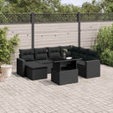 vidaXL 8-Piece Poly Rattan Lounge Set with Cushions Black