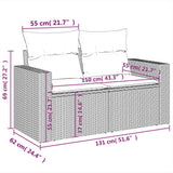 vidaXL 8-Piece Poly Rattan Lounge Set with Cushions Black