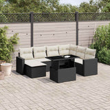 vidaXL 8-Piece Poly Rattan Lounge Set with Cushions Black