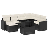 vidaXL 8-Piece Poly Rattan Lounge Set with Cushions Black