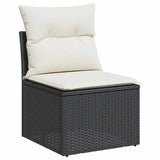 vidaXL 8-Piece Poly Rattan Lounge Set with Cushions Black