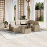 vidaXL 8-Piece Poly Rattan Lounge Set with Cushions Black