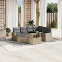 vidaXL 8-Piece Poly Rattan Lounge Set with Cushions Black