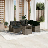 vidaXL 8-Piece Poly Rattan Lounge Set with Cushions Black