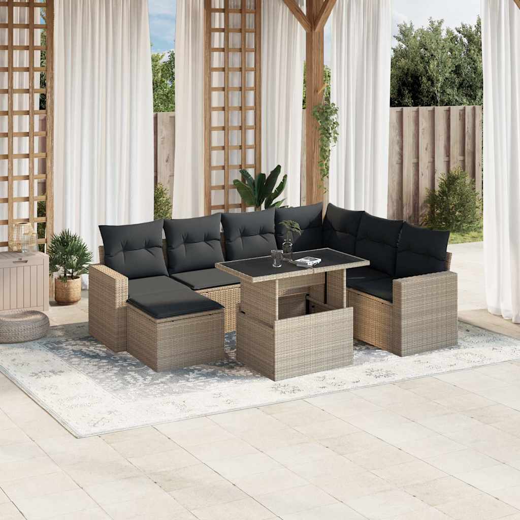 vidaXL 8-Piece Poly Rattan Lounge Set with Cushions Black