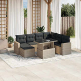 vidaXL 8-Piece Poly Rattan Lounge Set with Cushions Black