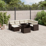 vidaXL 8-Piece Poly Rattan Lounge Set with Cushions Black