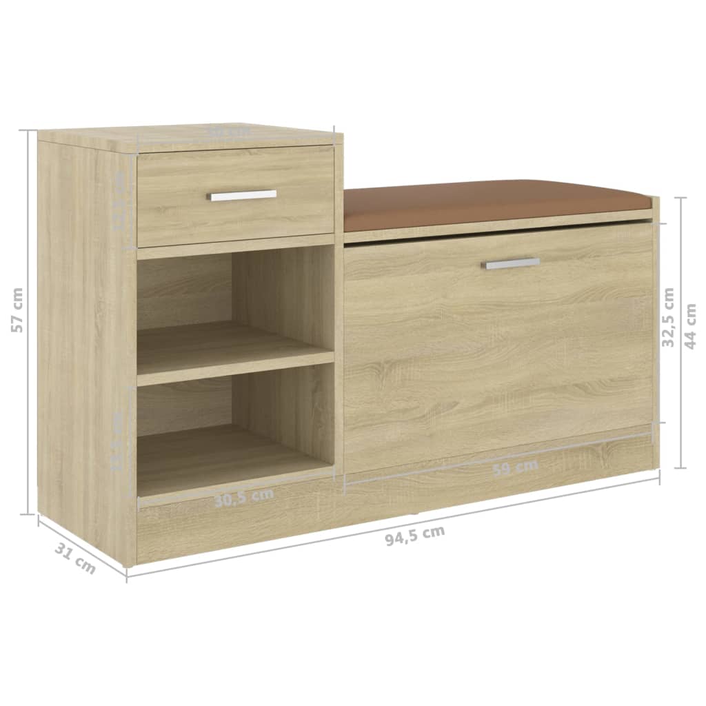 vidaXL Shoe Bench 94.5x31x57 cm Engineered Wood White