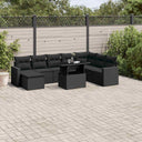 vidaXL 9-piece Poly Rattan Lounge Set with Cushions Black