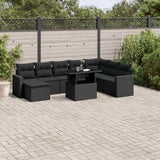 vidaXL 9-piece Poly Rattan Lounge Set with Cushions Black